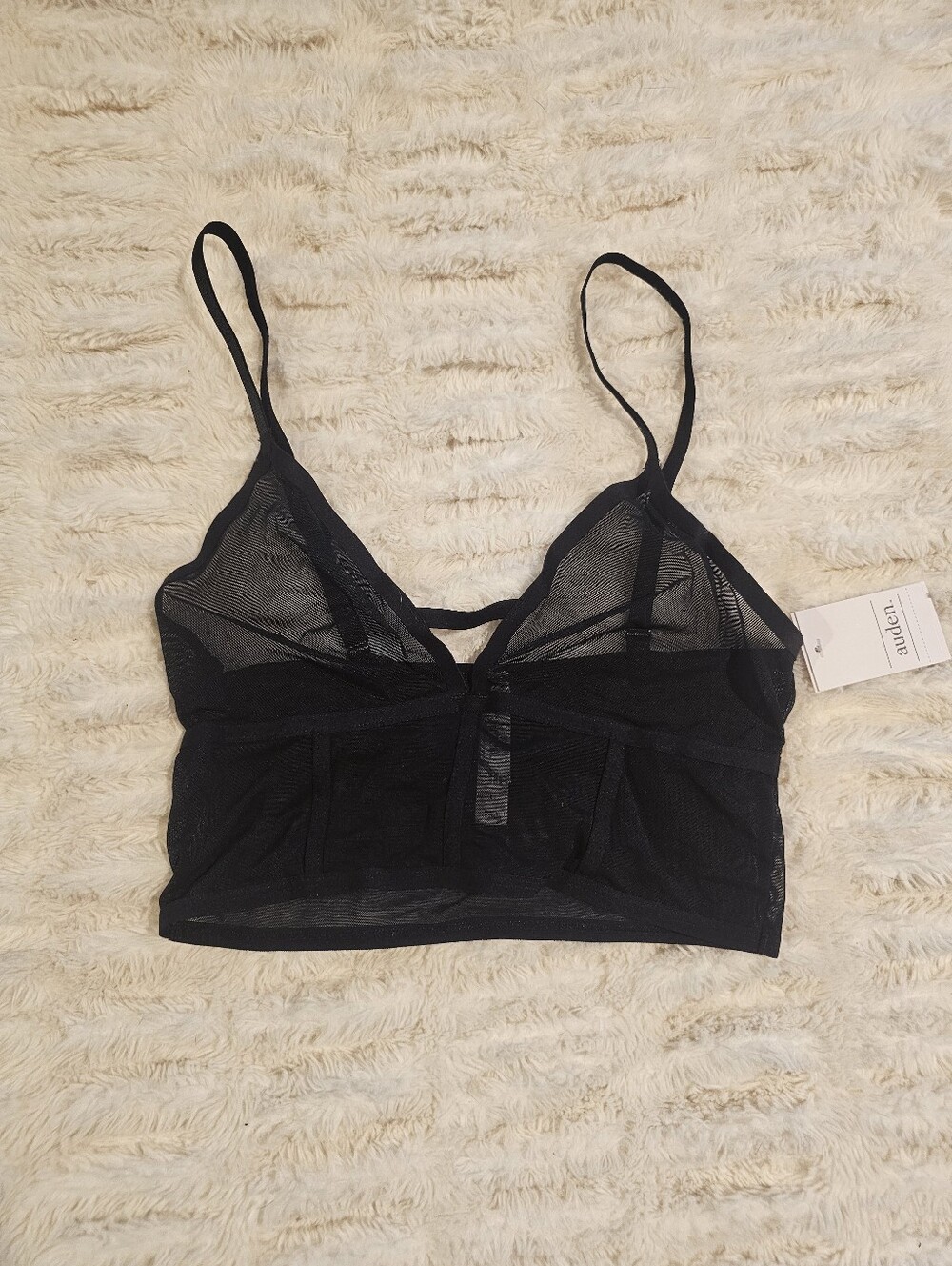Auden Sheer Mesh Bralette Black Small